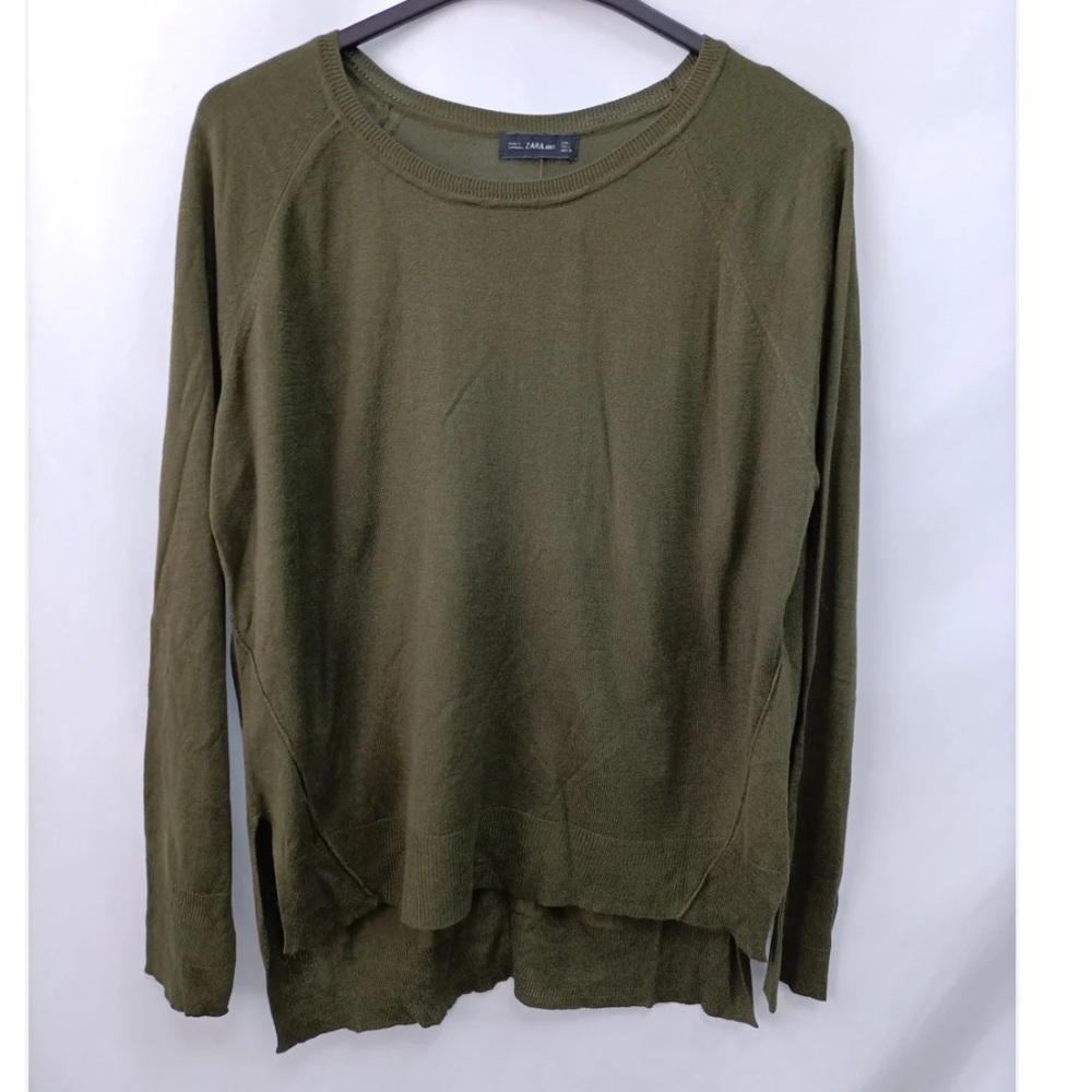 Zara Knit Khaki Long Sleeve Top